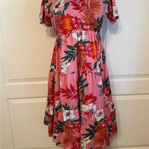 Pink Flutter Sleeve Midi Sundress